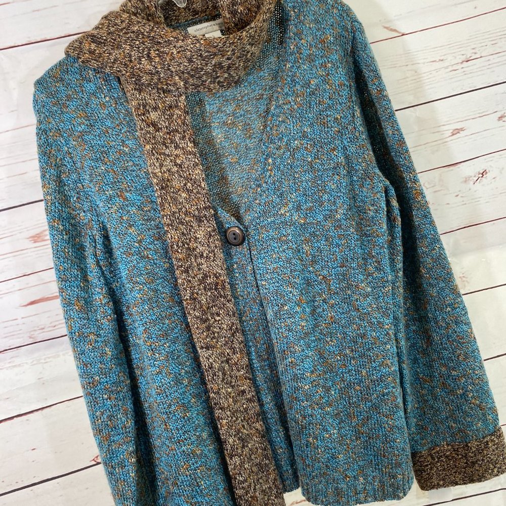 SOLD Christopher & Banks Blue & Brown Weave Sweater NWOT - Picture 7 of 13